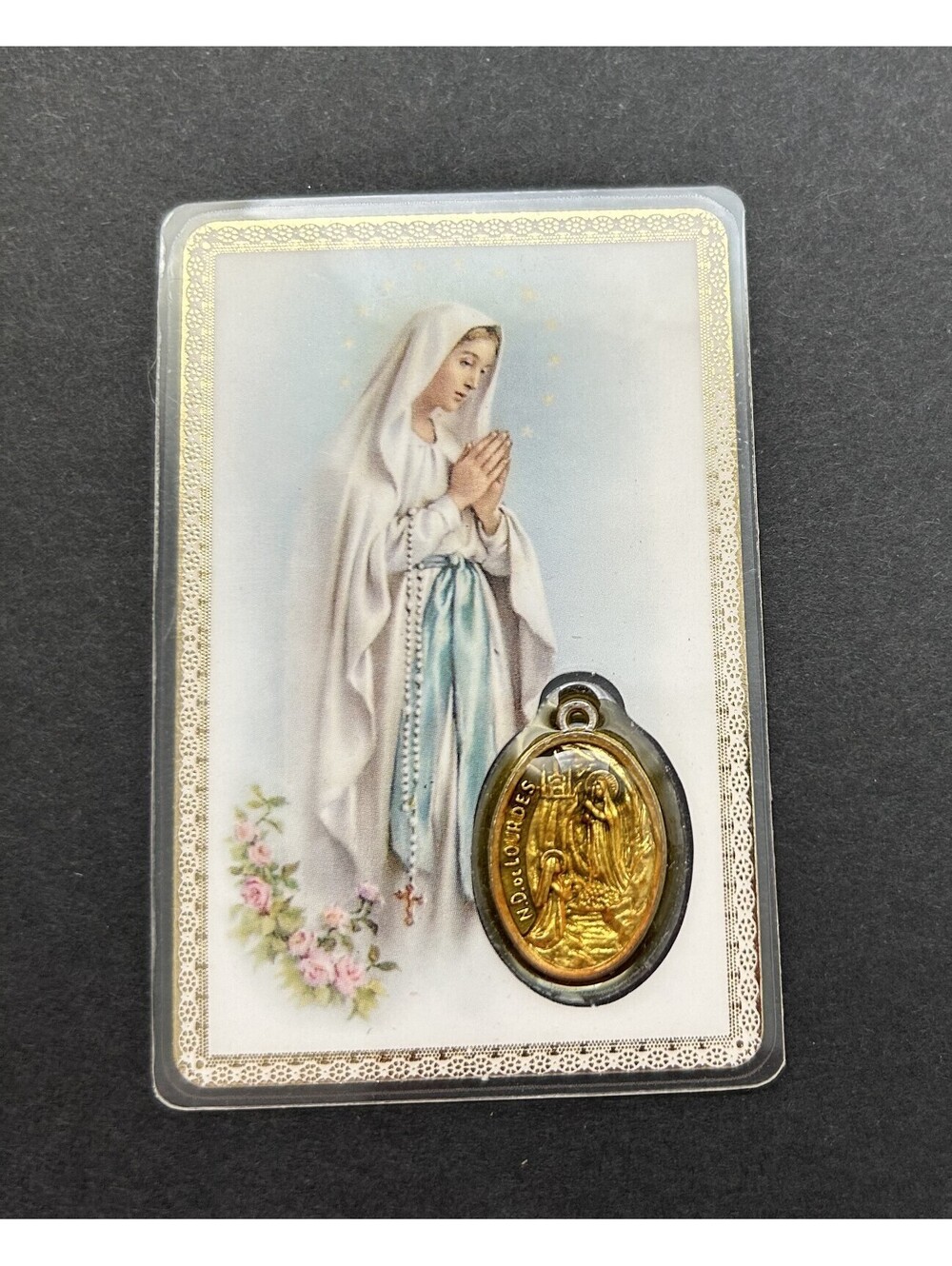 Laminated Holy Magnificat Prayer Card With Medal in Card Made in Italy